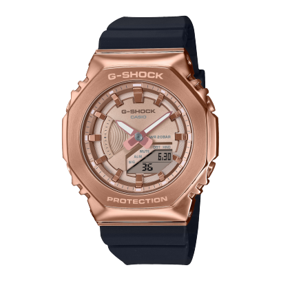 G-Shock Men's Watch Analog & Digital Combo, Copper Case Rose Gold Dial Black Resin Band, GM-S2100PG-1A4D