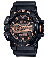 G-Shock Men's Watch Analog & Digital Combo, Black & Rose Gold Dial Black Resin Band, GA-400GB-1A4DR