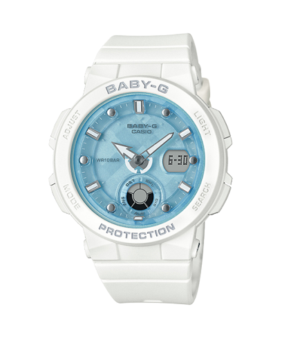 Baby-G Women's Watch Analog & Digital Combo, Blue Dial White Resin Band, BGA-250-7A1DR