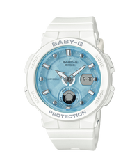 Baby-G Women's Watch Analog & Digital Combo, Blue Dial White Resin Band, BGA-250-7A1DR