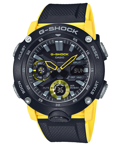 G-Shock Men's Watch Analog & Digital Combo, Black & Yellow Dial Black & Yellow Resin Band, GA-2000-1A9DR