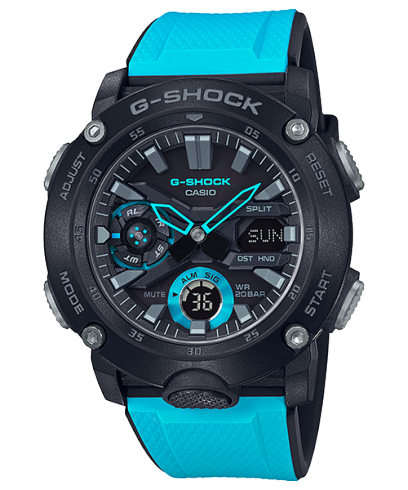 G-Shock Men's Watch Analog & Digital Combo, Black & Blue Dial Blue Resin Band, GA-2000-1A2DR