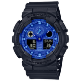 G-Shock Men's Watch Analog & Digital, Neo Blue Dial Black Resin Band, GA-100BP-1AD