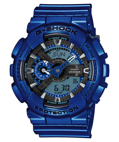 G-Shock Men's Watch Analog & Digital Combo, Black Dial Blue Resin Band, GA-110NM-2ADR