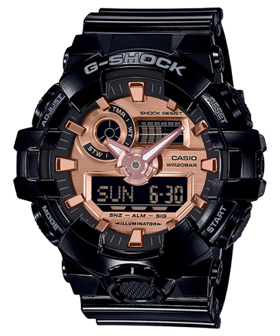 G-Shock Men's Watch Analog & Digital Combo, Black & Rose Gold Dial Black Resin Band,GA-700MMC-1ADR