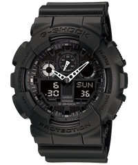 G-Shock Men's Watch Digital & Analog Combo, Black Dial Black Resin Band, GA-100-1A1DR