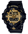 G-Shock Men's Watch Analog & Digital Combo, Golden Dial Black Resin Band, GA-710GB-1ADR