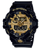 G-Shock Men's Watch Analog & Digital Combo, Golden Dial Black Resin Band, GA-710GB-1ADR