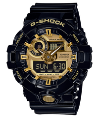 G-Shock Men's Watch Analog & Digital Combo, Golden Dial Black Resin Band, GA-710GB-1ADR