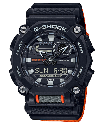 G-Shock Men's Watch Analog & Digital Combo, Black Dial Orange Resin Band, GA-900C-1A4DR