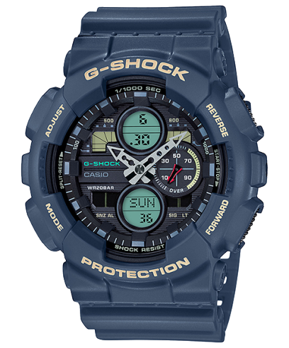 G-Shock Men's Watch Analog & Digital Combo, Black & Blue Dial Blue Resin Band, GA-140-2ADR