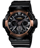 G-Shock Men's Watch Analog & Digital Combo, Black & Rose Gold Dial Black Resin Band, GA-200RG-1ADR