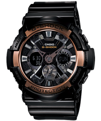 G-Shock Men's Watch Analog & Digital Combo, Black & Rose Gold Dial Black Resin Band, GA-200RG-1ADR