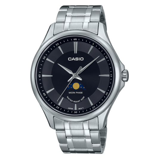 Casio men analog watch, black dial with comfortable strap, model CS-MTP-M100D-1AVDF, Bahrain