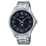 Casio Men's Watch Moonphase, Black Dial Silver Stainless Steel Strap, MTP-M100D-1AVDF