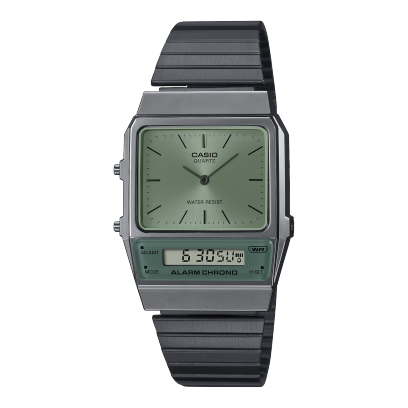 Casio Unisex watch, Green Dial Grey Stainless Steel Strap, AQ-800ECGG-3ADF