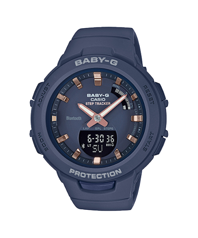 Baby-G Women's Watch Analog & Digital Combo, Blue & Black Dial With Bluetooth Connectivity, BSA-B100-2ADR