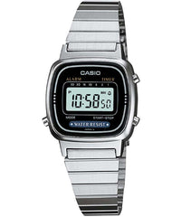 Casio Women's Watch Digital, Black Dial Silver Stainless Steel Strap, LA670WD-1DF