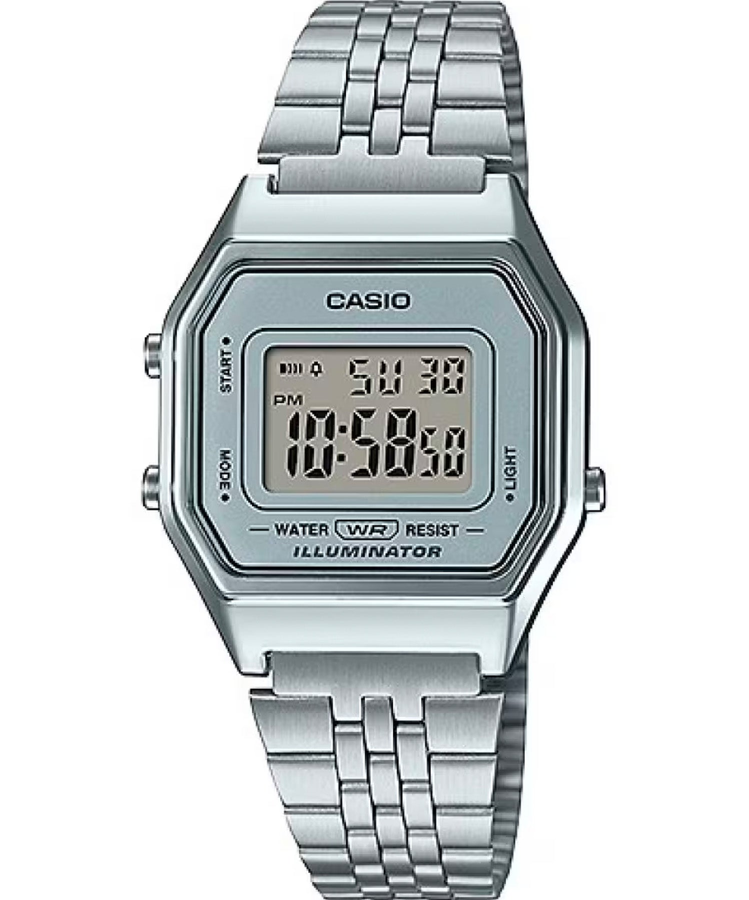 Casio Women's Watch Digital, Grey Dial Silver Stainless Steel Strap, LA680WA-7DF