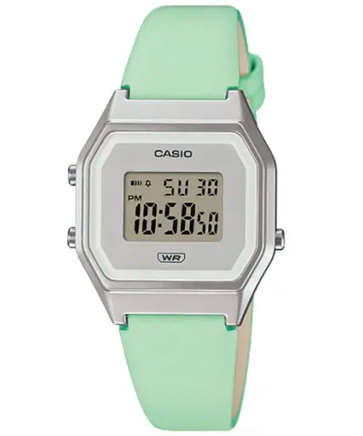 Casio Women's Watch Digital , Silver Dial Pastels Matte Green Leather Strap, LA680WEL-3DF