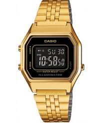 Casio Women's Watch Digital, Black Dial Gold Stainless Steel Strap, LA680WGA-1BDF