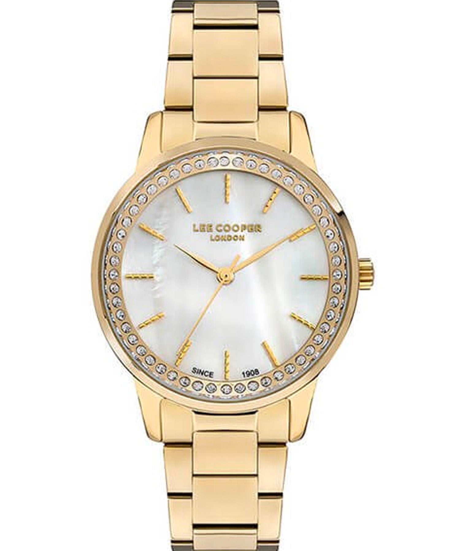 Lee Cooper  Women's Watch Mother of Pearl Dial Gold Stainless Steel Strap, LC07229.120