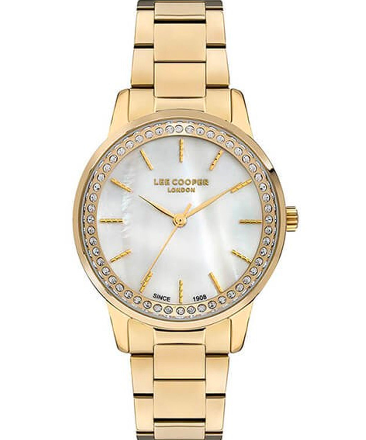 Lee Cooper  Women's Watch Mother of Pearl Dial Gold Stainless Steel Strap, LC07229.120