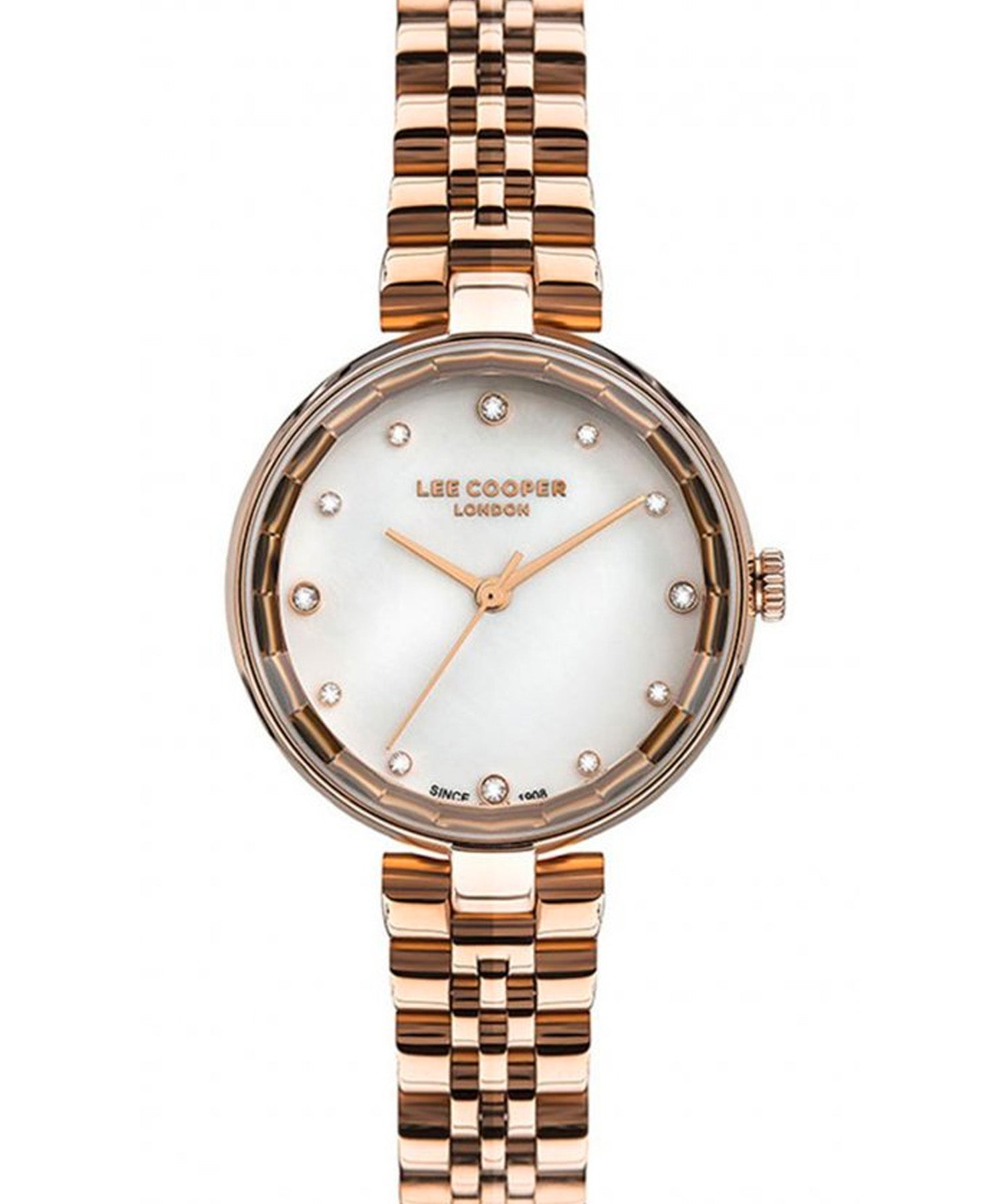 Lee Cooper  Women's Watch White Dial Rose Gold Stainless Steel Strap, LC07245.420