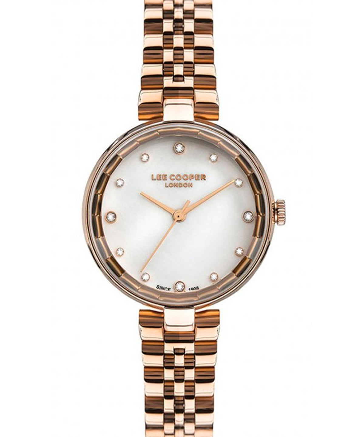 Lee Cooper  Women's Watch White Dial Rose Gold Stainless Steel Strap, LC07245.420