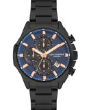 Lee Cooper  Men's Chronograph Watch Blue Dial Black Metal Strap, LC07254.690