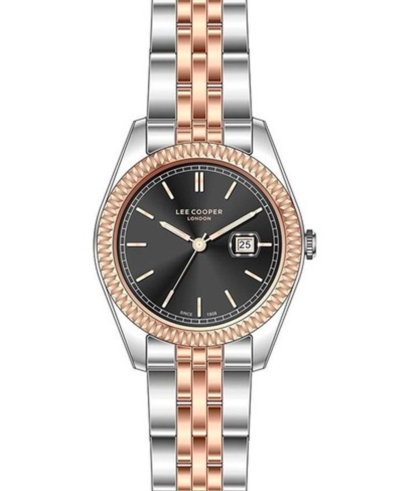 Lee Cooper  Women's Analog Black Dial Two Toned Stainless Steel Watch, LC07326.550