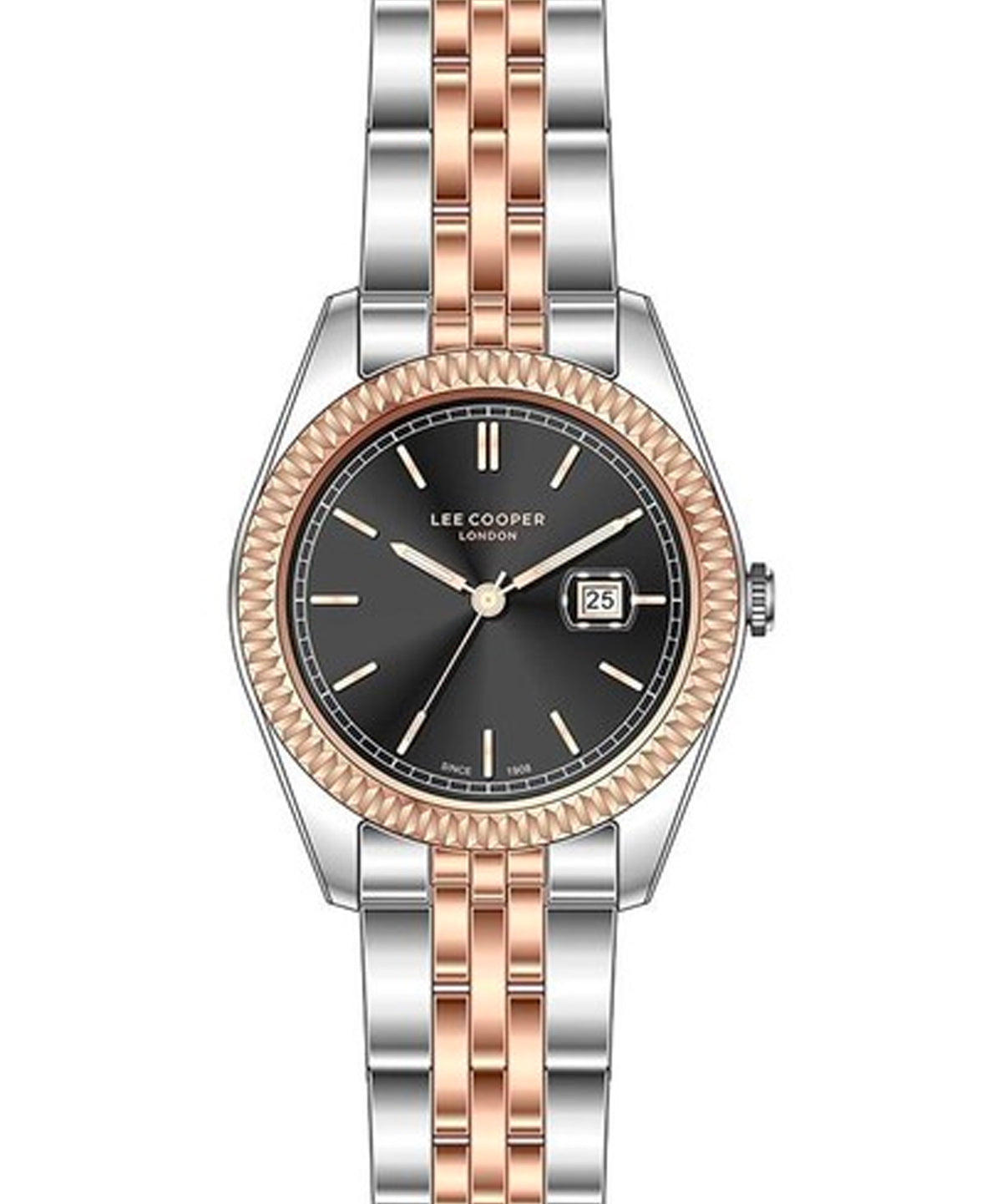 Lee Cooper  Women's Analog Black Dial Two Toned Stainless Steel Watch, LC07326.550
