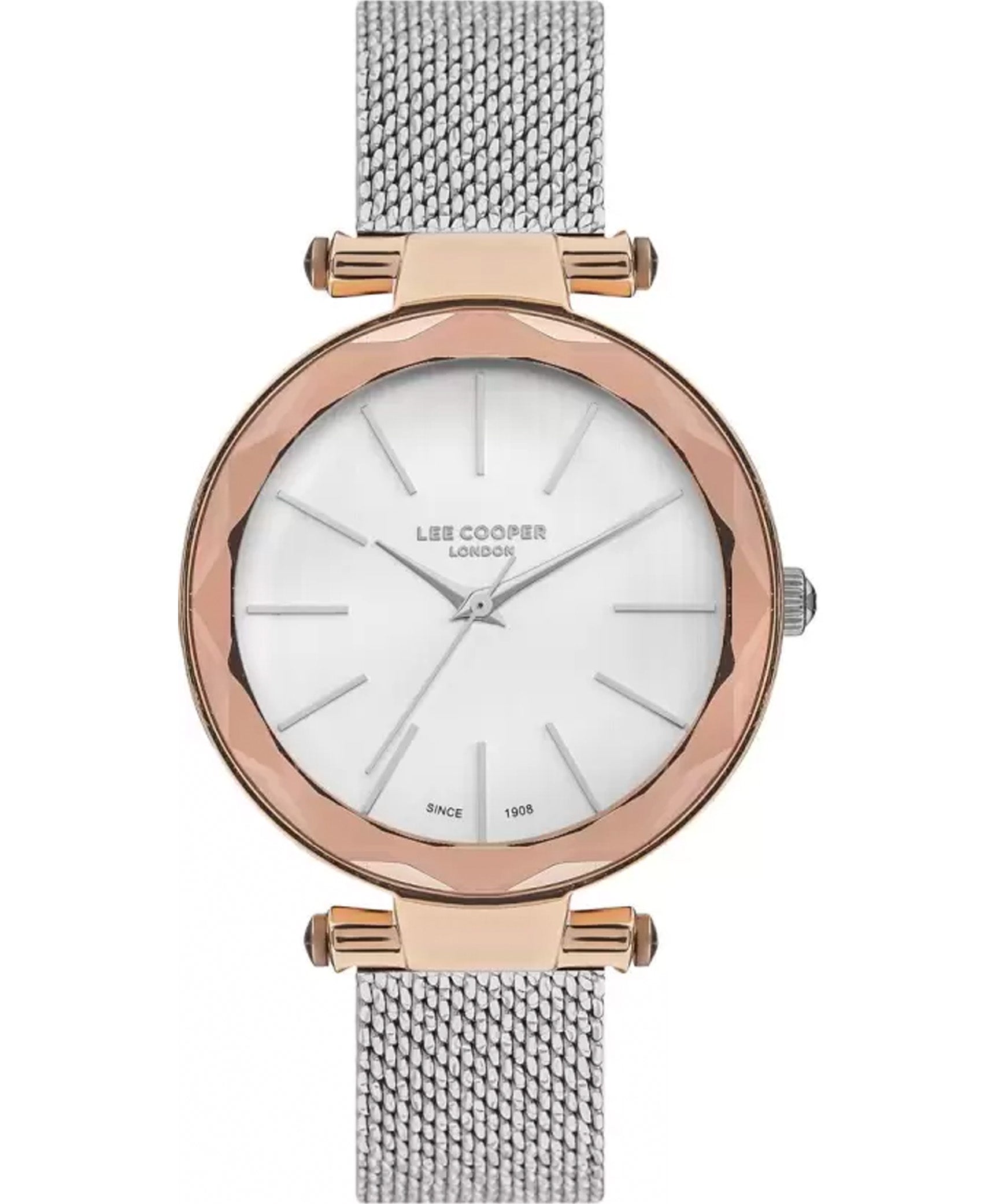 Lee Cooper  Women's Analog Watch, White Dial, Silver Stainless Steel Mesh Strap, LC07328.430