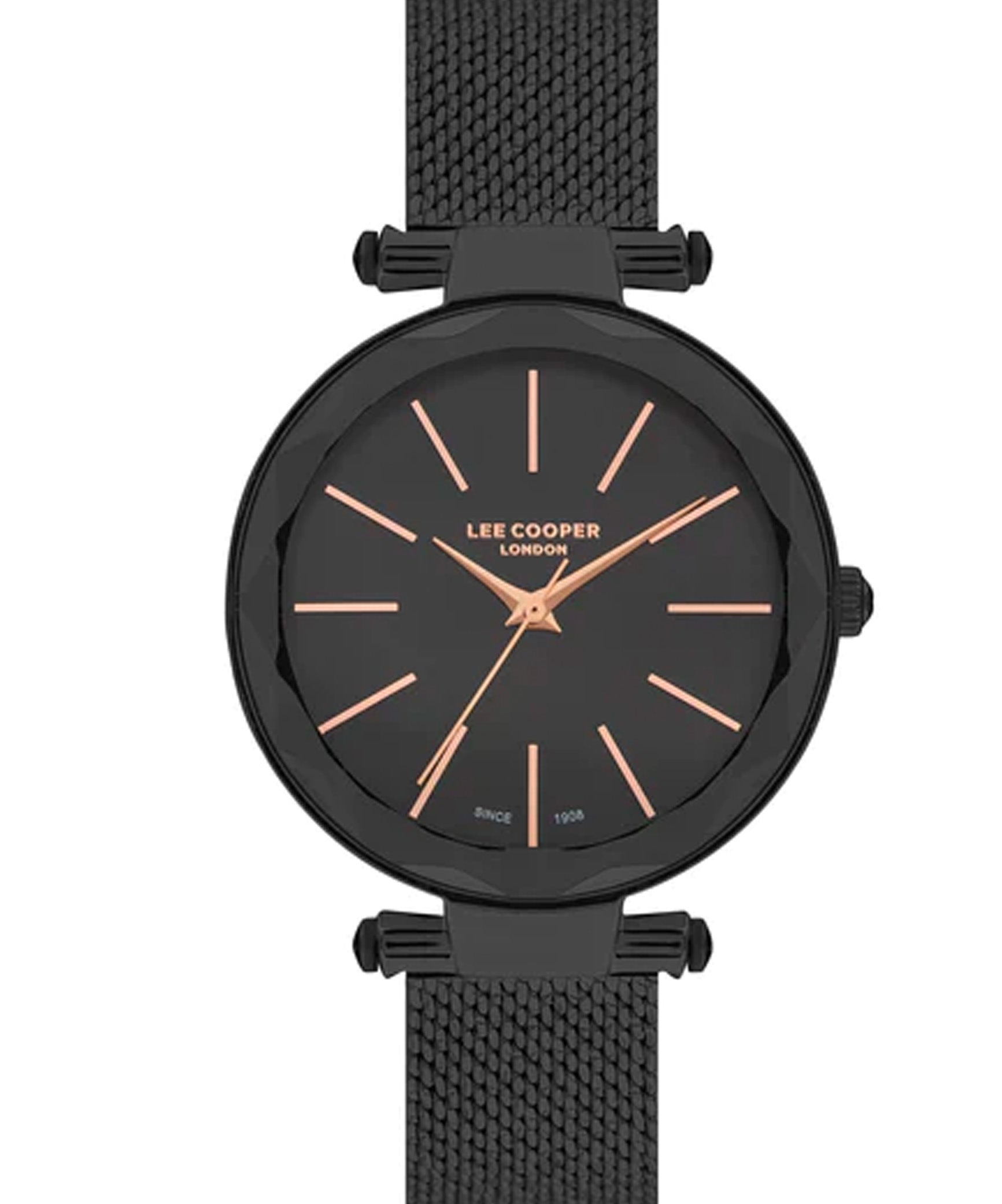 Lee Cooper  Women's Analog Watch, Black Dial, Black Stainless Steel Mesh Strap, LC07328.650