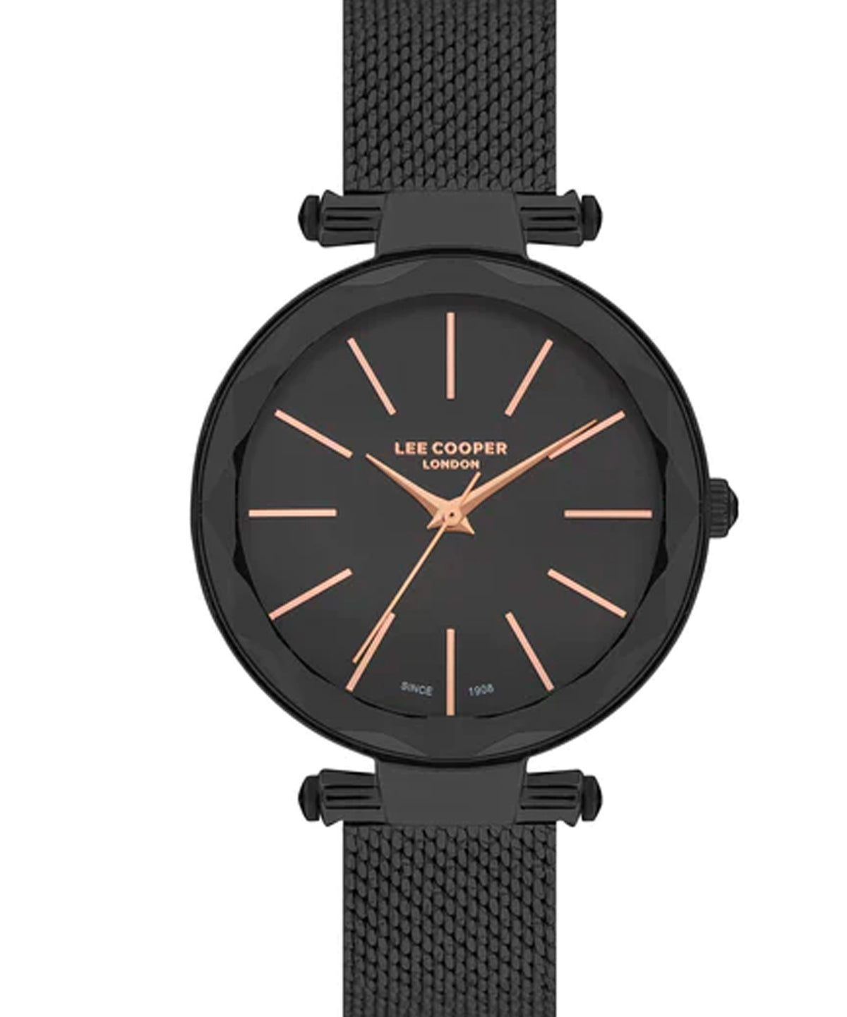 Lee Cooper  Women's Analog Watch, Black Dial, Black Stainless Steel Mesh Strap, LC07328.650
