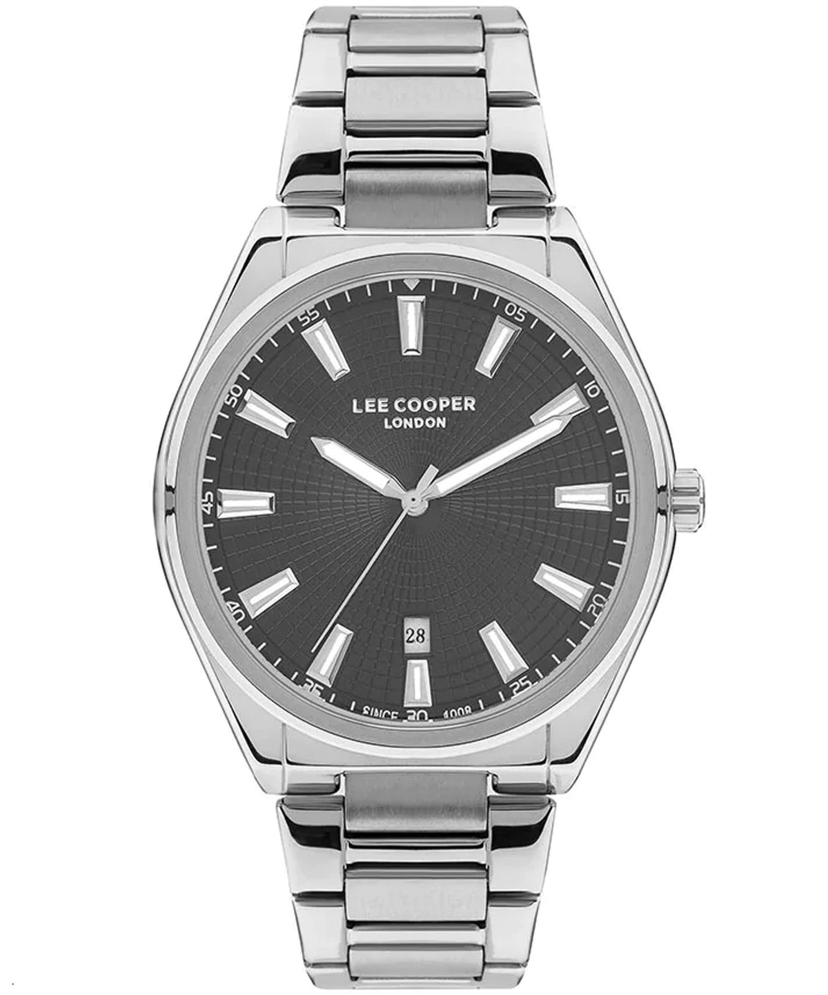 Lee Cooper  Men's Analog Watch, Black Dial, Silver Stainless Steel Strap, LC07336.350