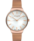 Lee Cooper  Women's Analog Watch, Silver Dial, Rose Gold Stainless Steel Mesh Strap, LC07343.430