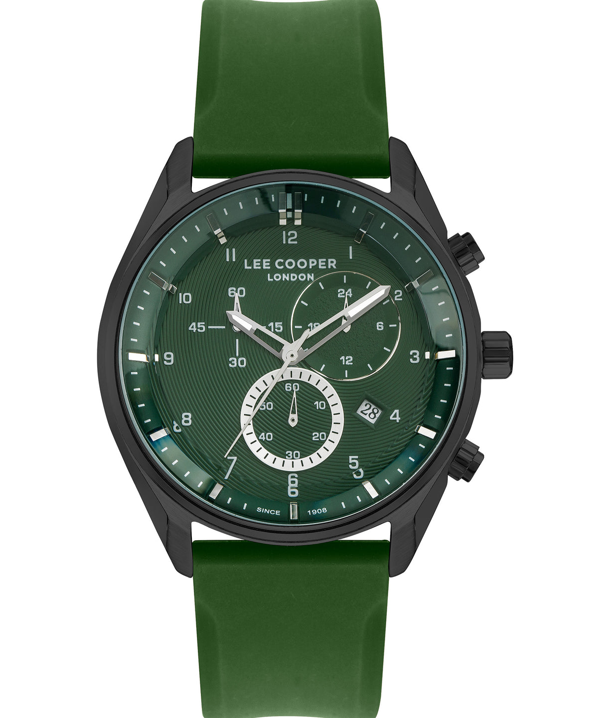 Lee Cooper  Men's Analog Watch, Green Dial, Green Resin Strap, LC07350.675