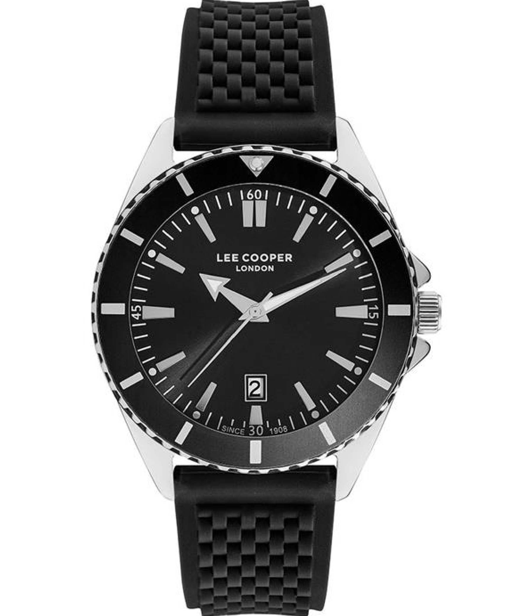 Lee Cooper  Men's Watch Analog, Black Dial, Black SiliconeStrap, LC07361.351
