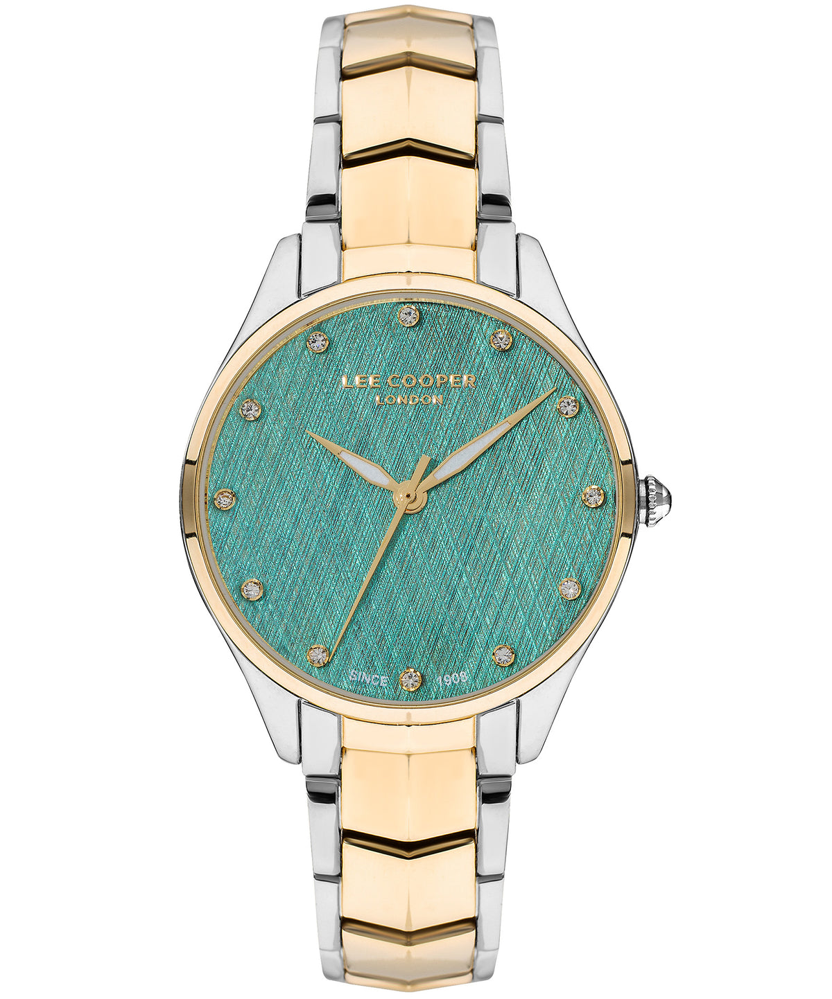 Lee Cooper  Women's Analog Watch, Green Dial, Silver & Gold Stainless Steel Strap, LC07393.270