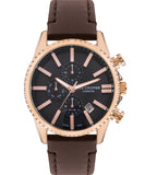 Lee Cooper  Men's Multi Function Black Dial Brown Leather Strap,  Watch LC07398.452