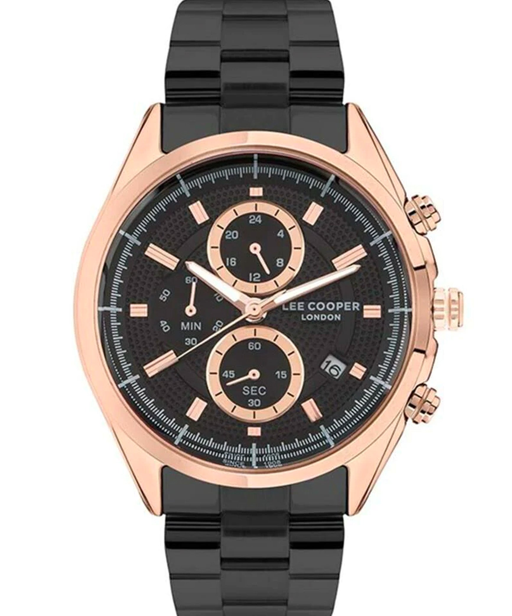 Lee Cooper  Men's Analog Watch, Black Dial, Black Stainless Steel Strap, LC07399.450