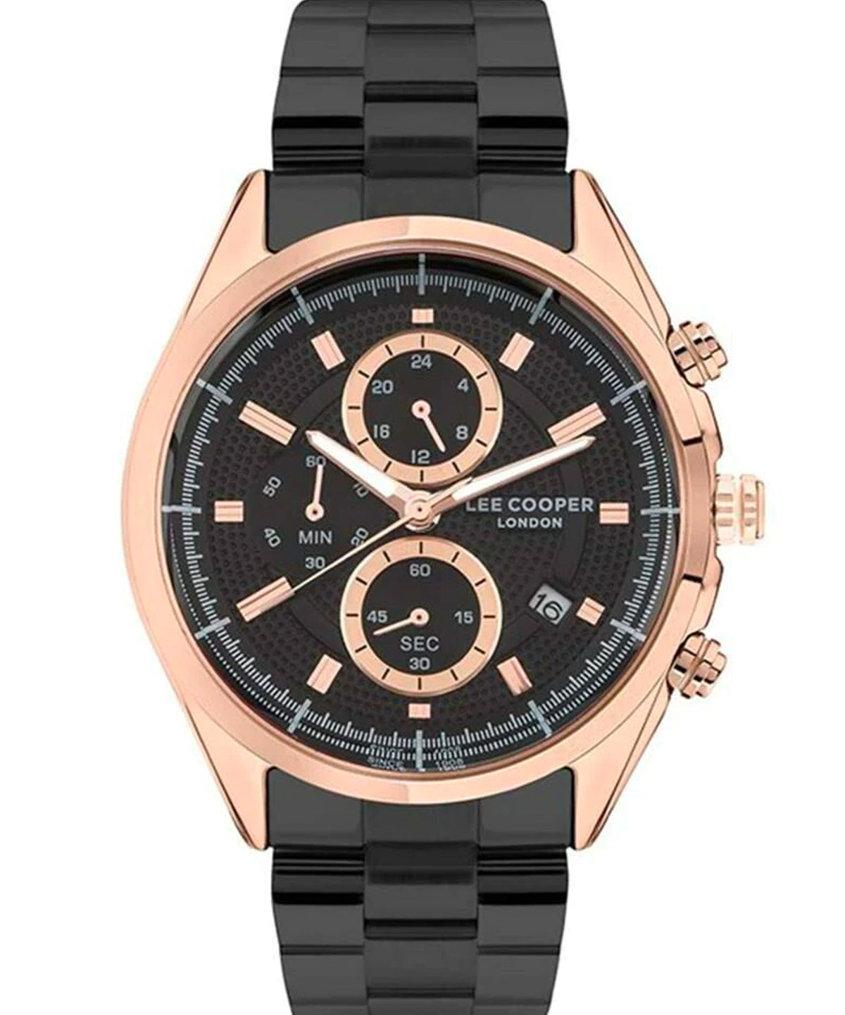 Lee Cooper  Men's Analog Watch, Black Dial, Black Stainless Steel Strap, LC07399.450