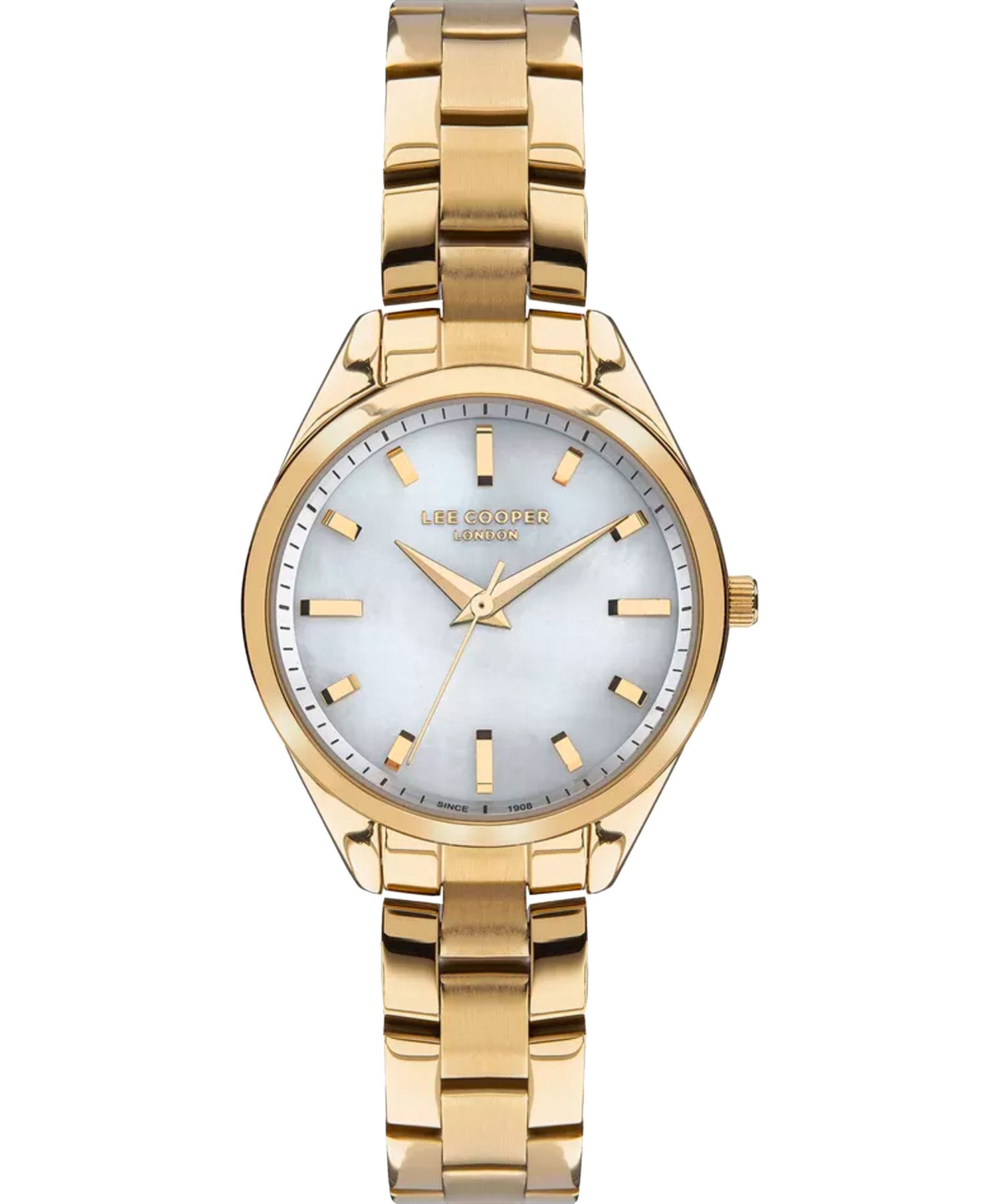 Lee Cooper  Women's Analog White Dial Gold Stainless Steel Strap  Watch, LC07453.120