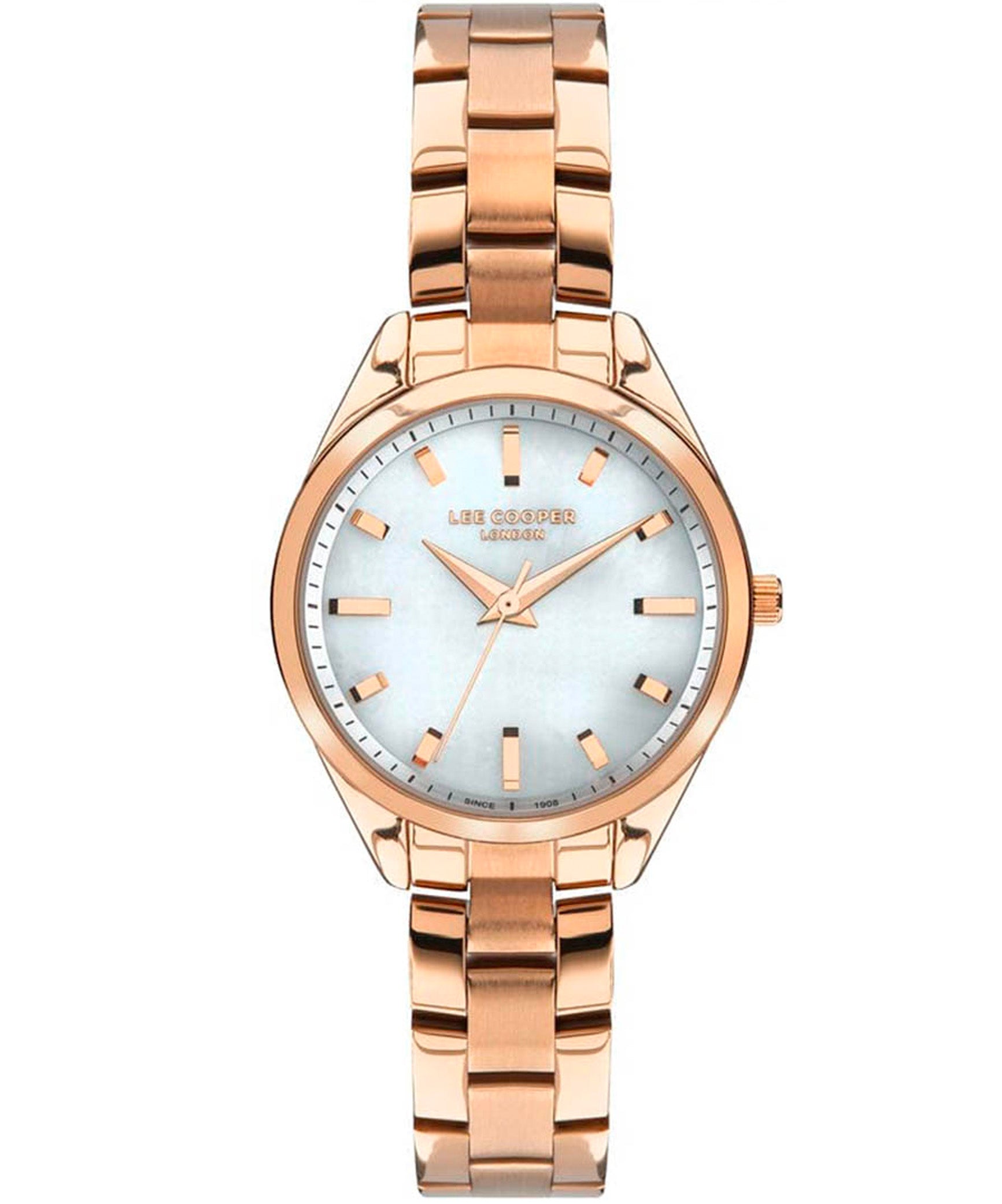 Lee Cooper  Women's Analog White Dial Rose Gold Stainless Steel Strap Watch, LC07453.420
