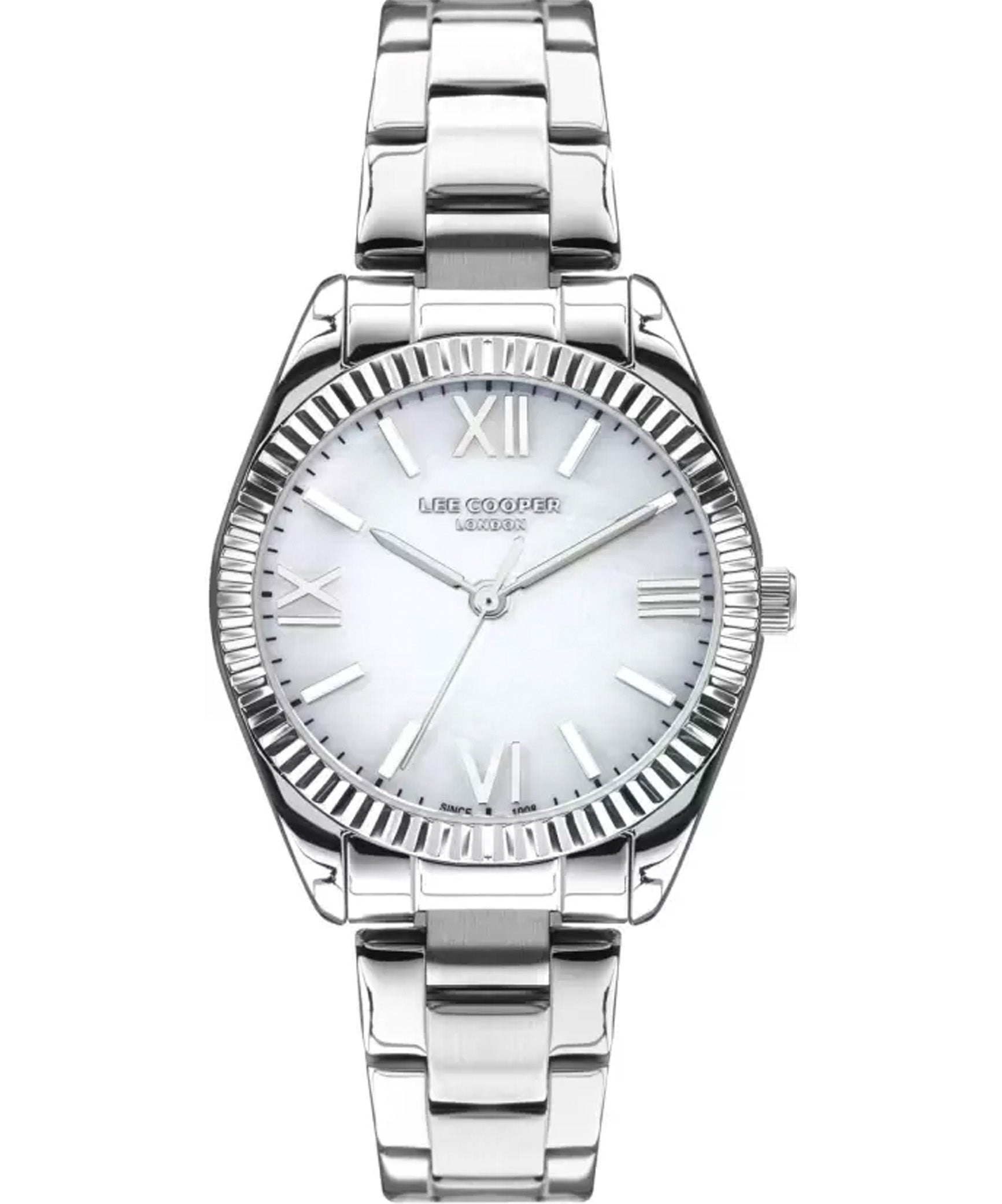 Lee Cooper  Women's Analog White Dial Silver Stainless Steel Strap Watch, LC07459.320