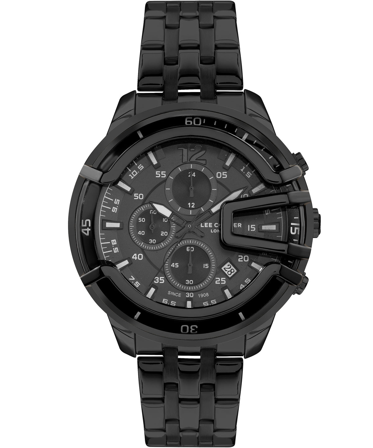 Lee Cooper  Men's Multi Function Black Dial Black Stainless Steel Strap Watch, LC07467.660