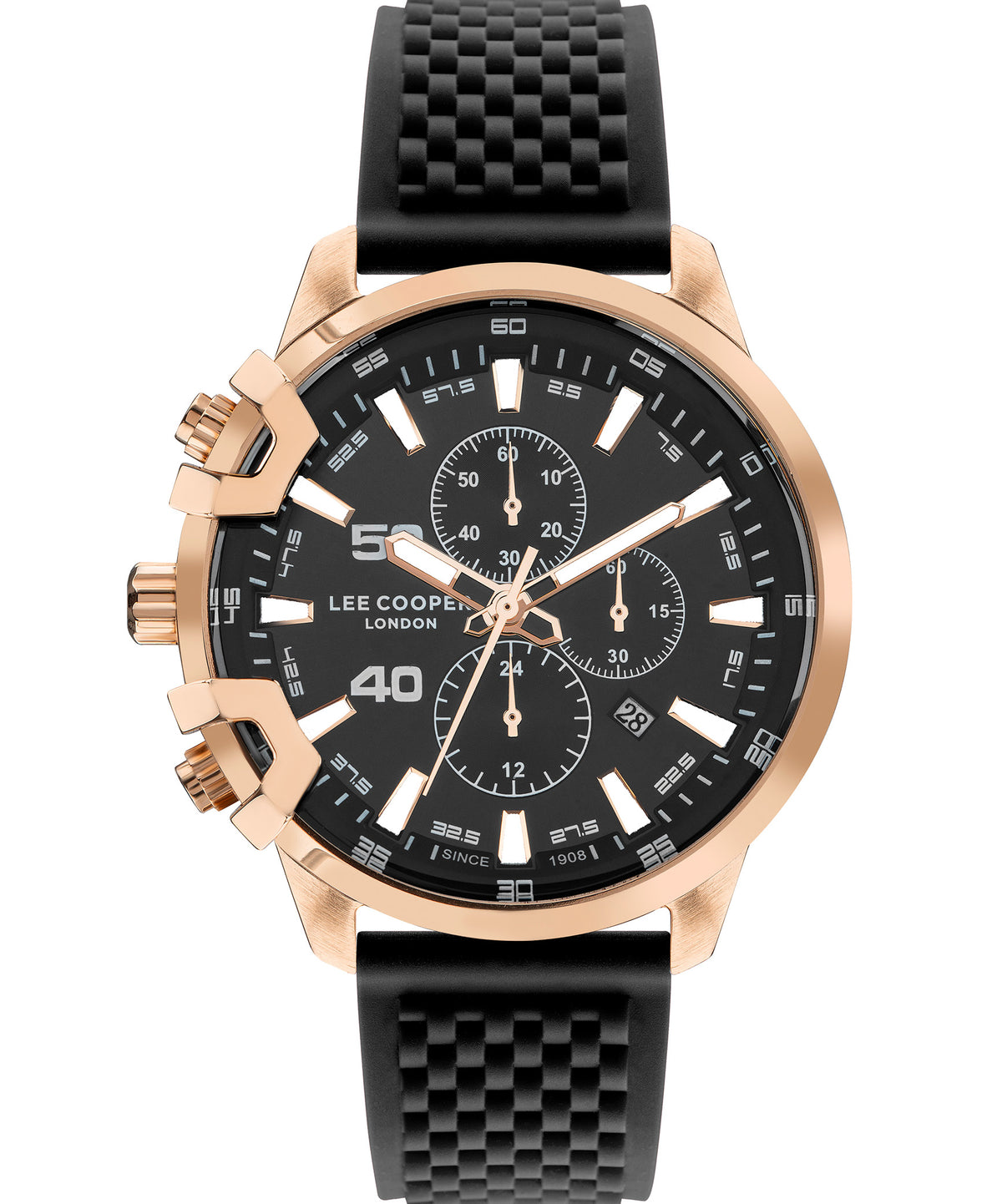 Lee Cooper  Men's Multi Function Black Dial Black Silicone Strap Watch LC07470.451