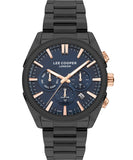 Lee Cooper  Men's Analog Blue Dial Black Stainless Steel Strap Watch, LC07479.690