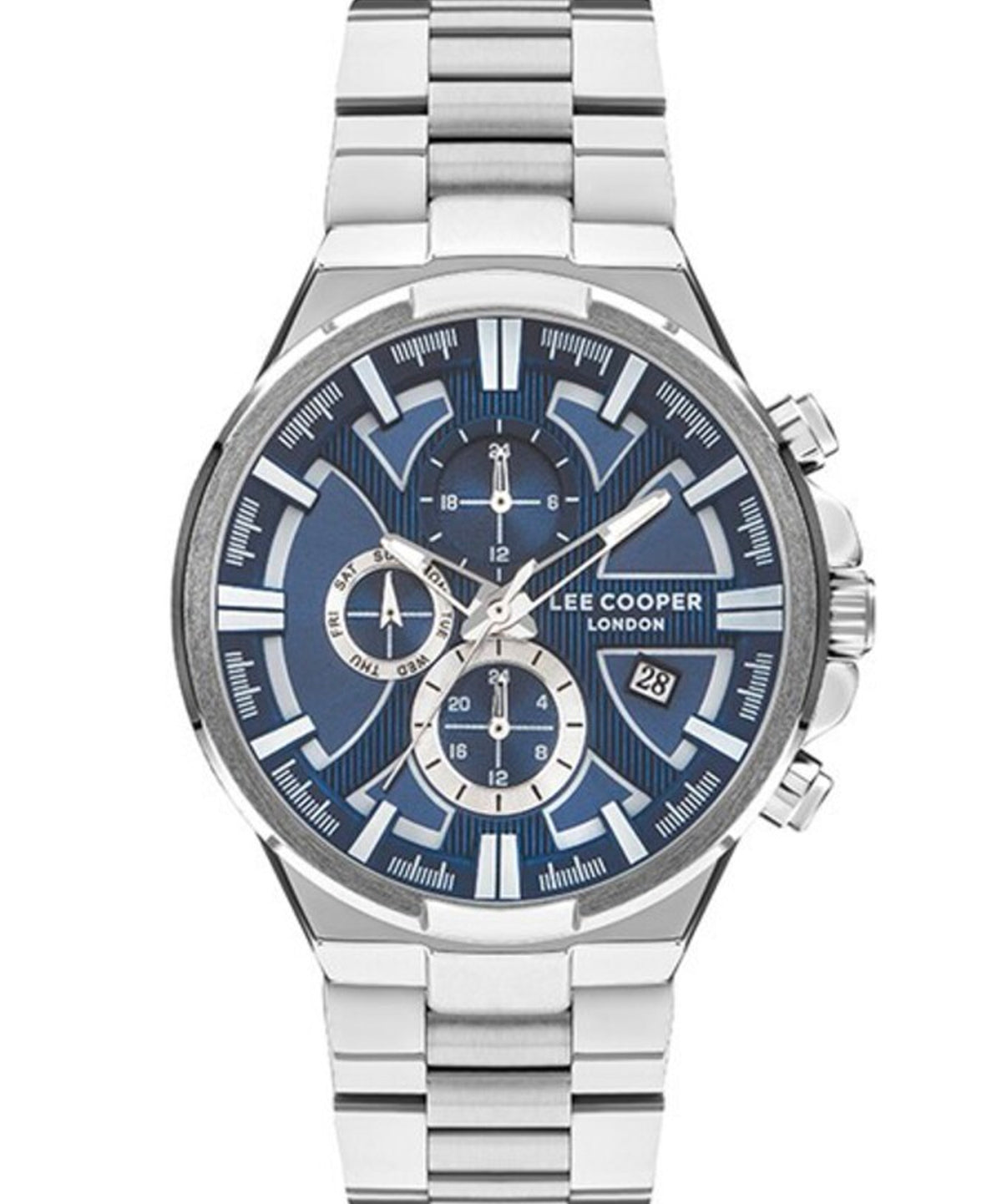 Lee Cooper  Men's Multi Function Blue Dial Silver Stainless Steel Strap Watch, LC07484.390